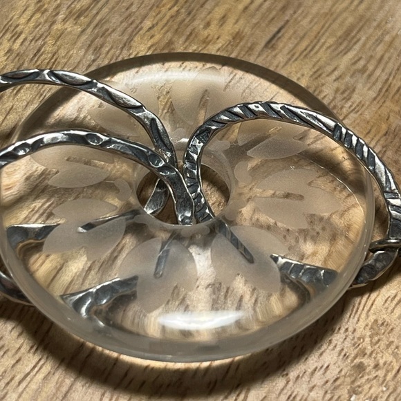 Silpada 925 Sterling Silver Etched Glass Crystal Round Donut Dangle Pendant - Picture 11 of 15